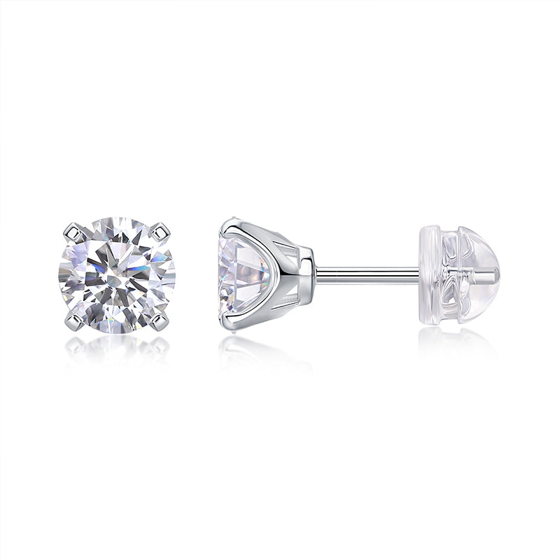 Clous d'oreilles à quatre griffes en moissanite 1 carat – Brillez à chaque instant ｜ Argent sterling 925
