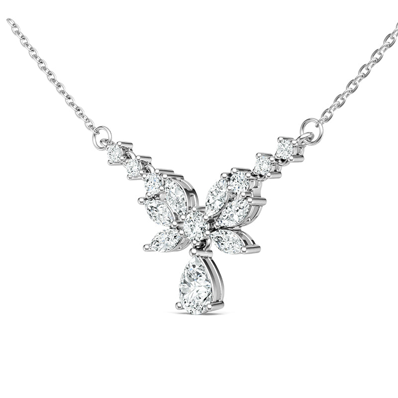 Collier goutte floral en moissanite · Dancing Bloom ｜ Argent sterling 925
