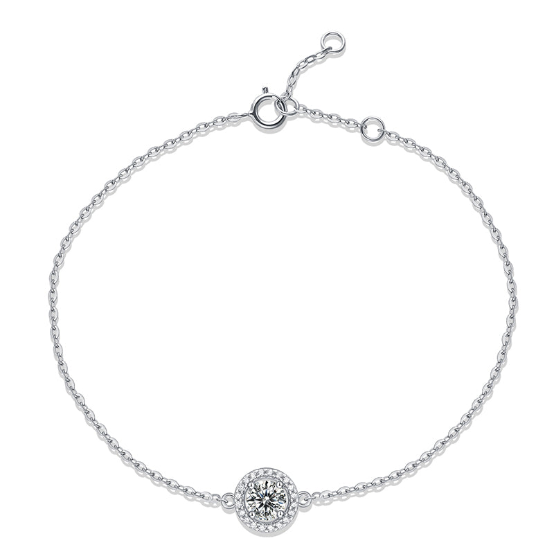 Bracelet Halo lunaire en moissanite · Cercle de lumière de protection cosmique | Argent sterling 925