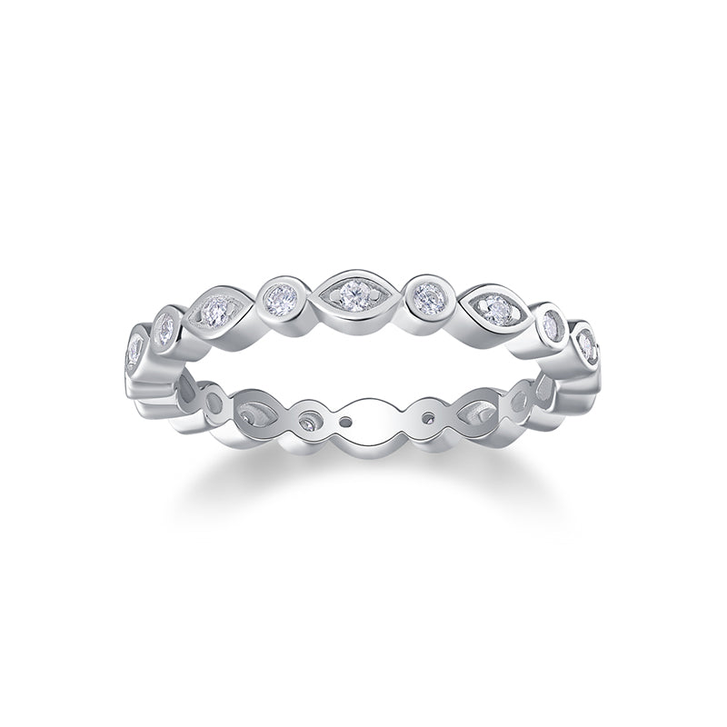 Bague en moissanite Star Track en argent 925 avec pavé scintillant et diamants de luxe pour tous les jours
