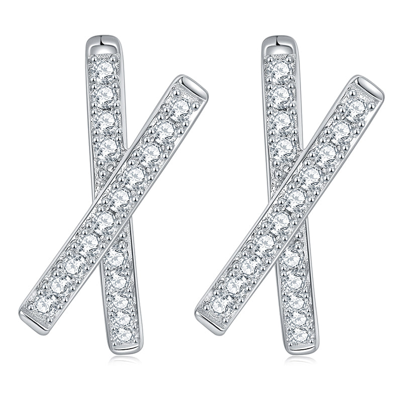 Clous d'oreilles en moissanite à formation X · Symbole de connexion ｜ Argent sterling 925