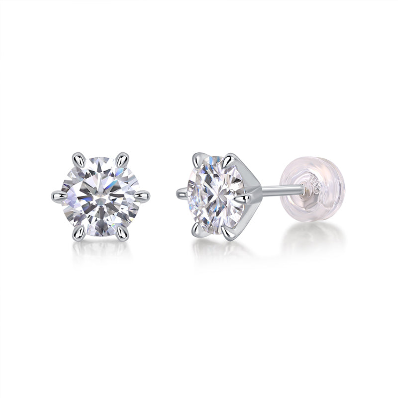 Clous d'oreilles en moissanite 1 carat · Double bonheur ｜ Argent sterling 925