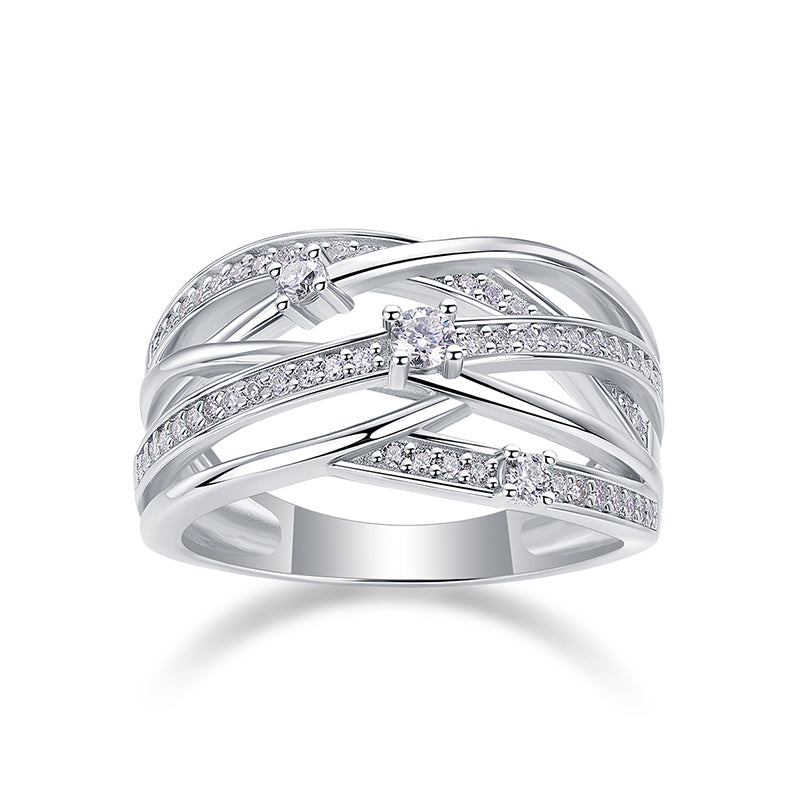 Bague de mariage pour femme en argent sterling 925 avec ruban d'éternité en moissanite et diamants scintillants