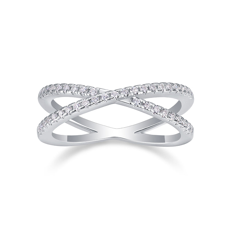 925 Sterling Silver Mozambique Diamond Interlocking Startrack Ring - Pavé Sparkle & Daily Luxur