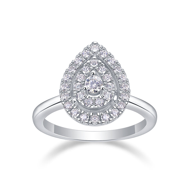 【Intemporel et minimaliste】Bague en argent 925 sertie de diamants scintillants en forme de larme et de moissanite - Bague délicate au clair de lune pour femme, moments spéciaux quotidiens