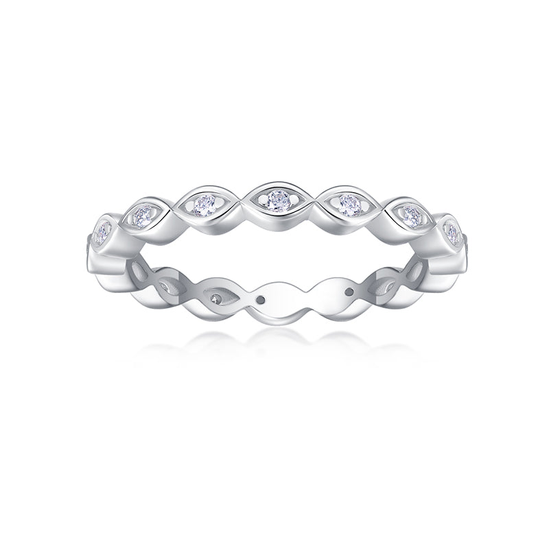 Dazzling Moissanite Interlocking Eternity Ring | 925 Sterling Silver Geometric Minimalist Cocktail Ring for Women