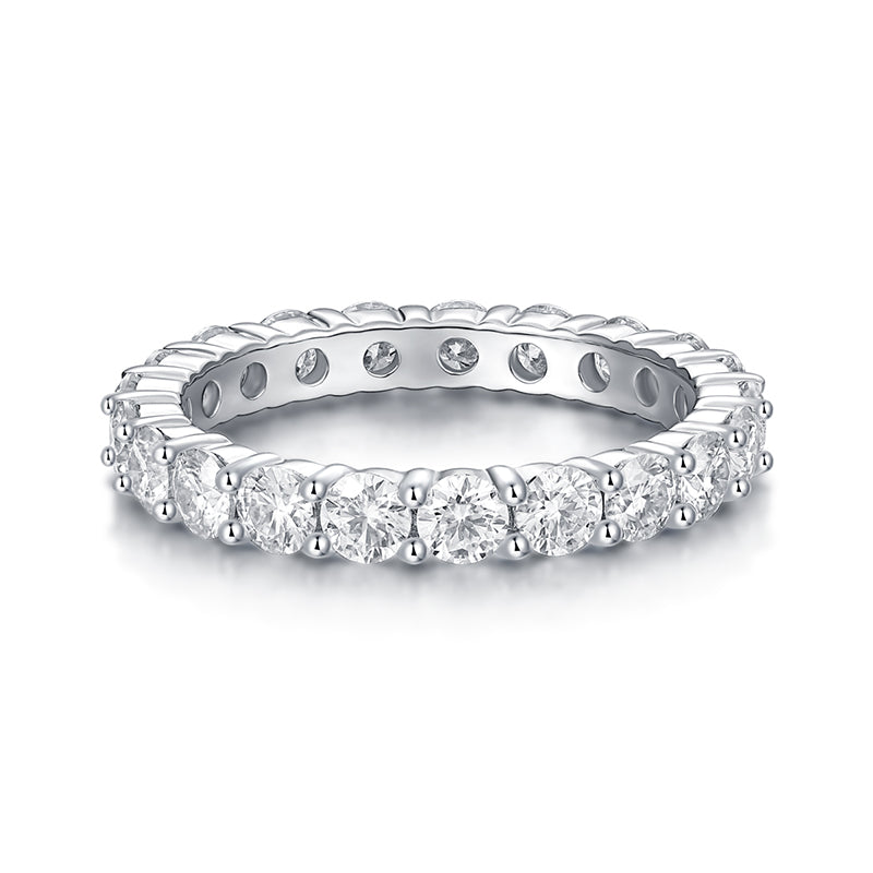 Bague en moissanite micro-pavée Galaxy durable - Argent sterling 925 - Bague fine, élégante et formelle pour tous les jours