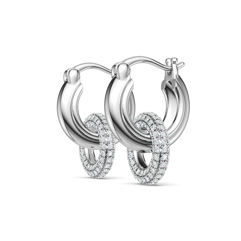 Boucles d'oreilles à double anneau en moissanite · Orbite céleste ｜Argent sterling 925