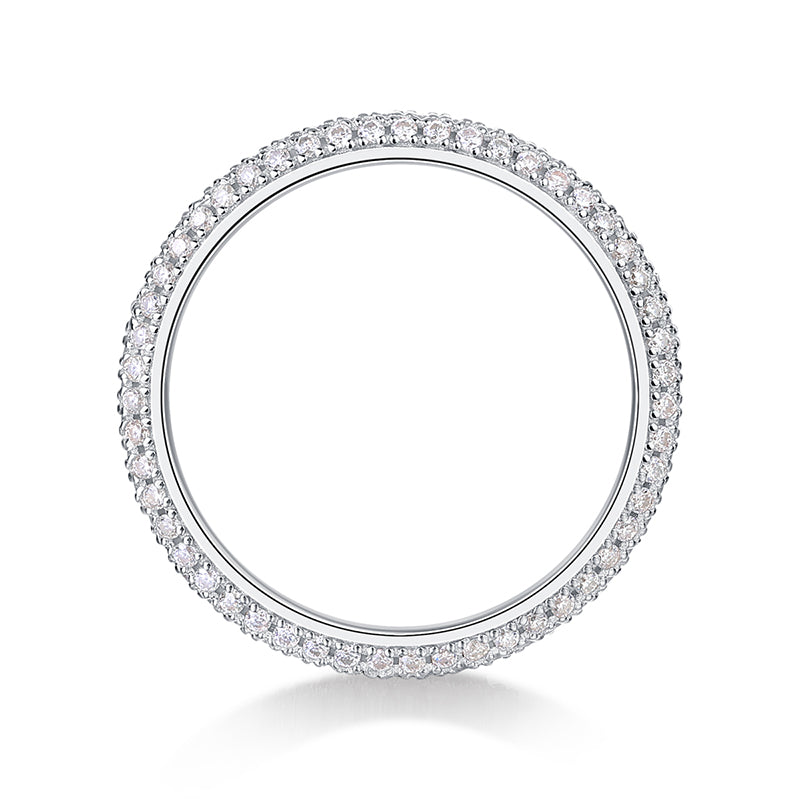 【Femmes dignes d'éclat】Bague en argent sterling avec triple pavé de moissanite - Bling intemporel