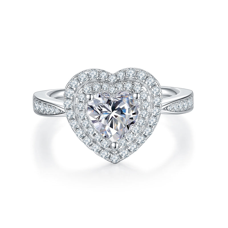 Moissanite Cœur d'Éternité · Engagement Cosmique｜Argent Sterling 925