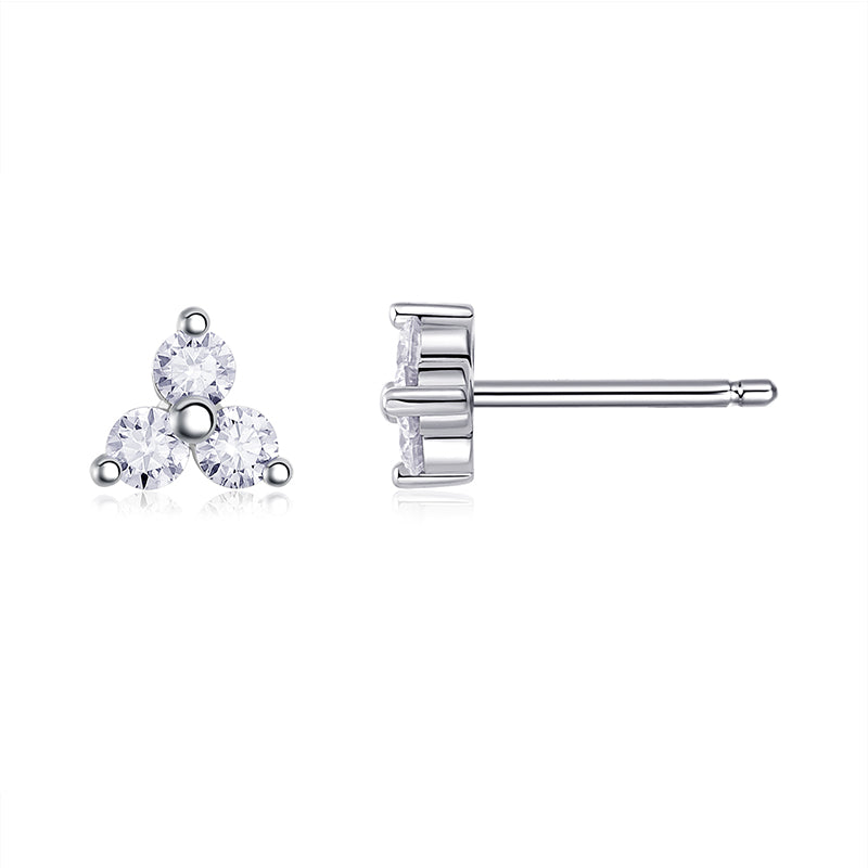 Boucles d'oreilles à tige en moissanite Trinity · Symbole d'harmonie ｜ Argent sterling 925