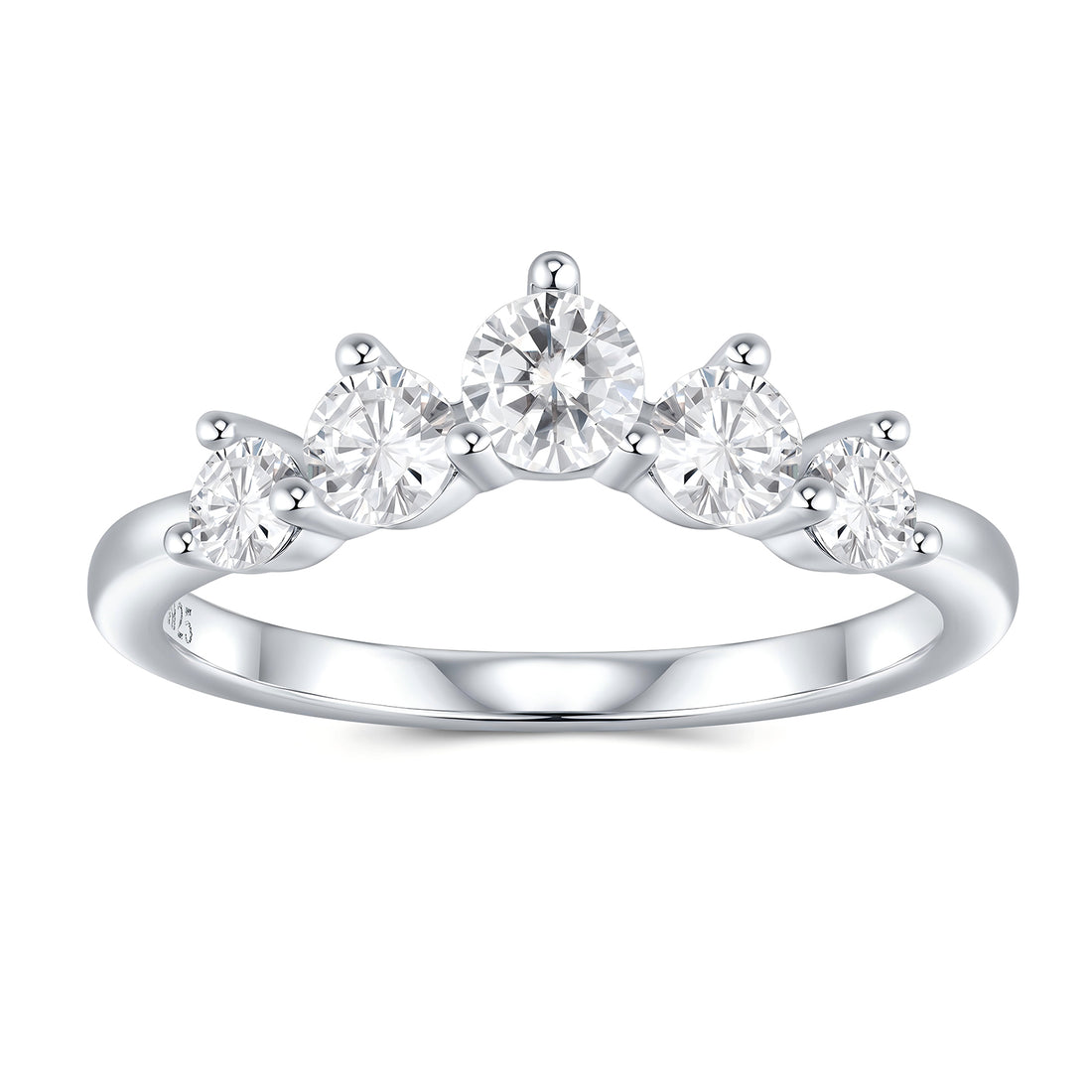 5-Stone Moissanite Ring | 925 Sterling Silver Straight Geo Elegance Everyday to Occasions Timeless Starlight 5 Stones