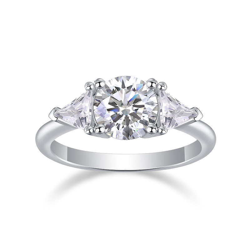 【Galaxy Halo Eternity】Bague Halo centrale en moissanite avec pierres latérales baguettes - Argent sterling 925, coupe ajustée, fiançailles quotidienne