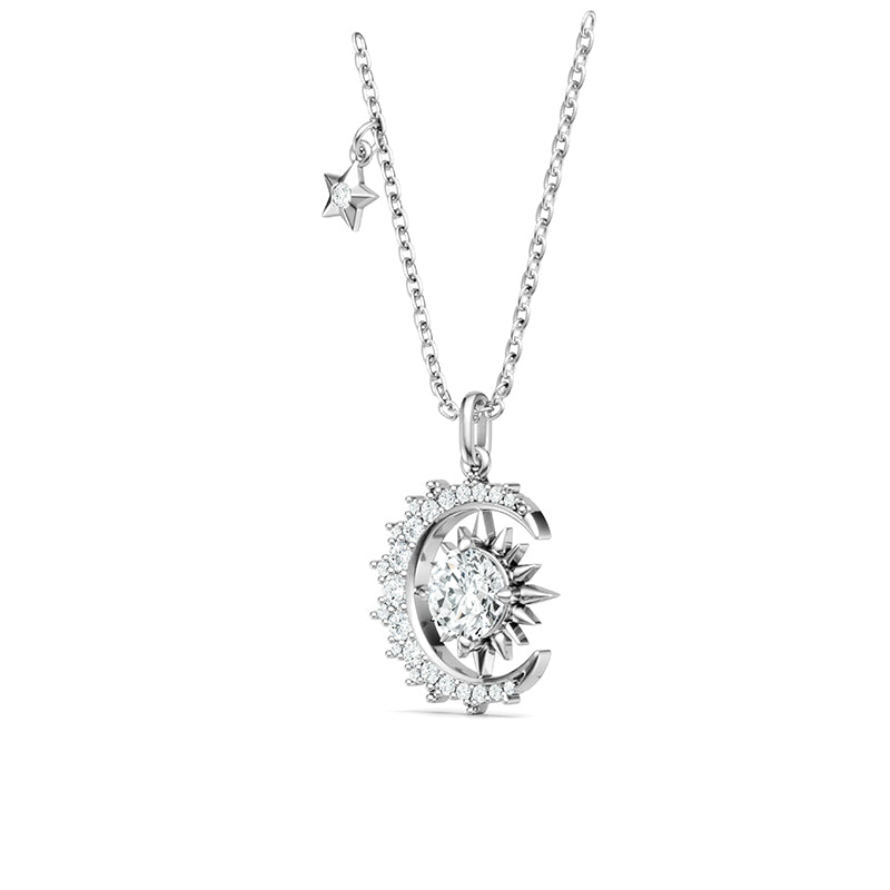 Collier Soleil et Lune en Moissanite · Romance Céleste ｜Argent sterling 925
