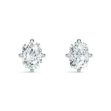Boucles d'oreilles à tige ovales en moissanite · Brillance classique ｜Argent sterling 925