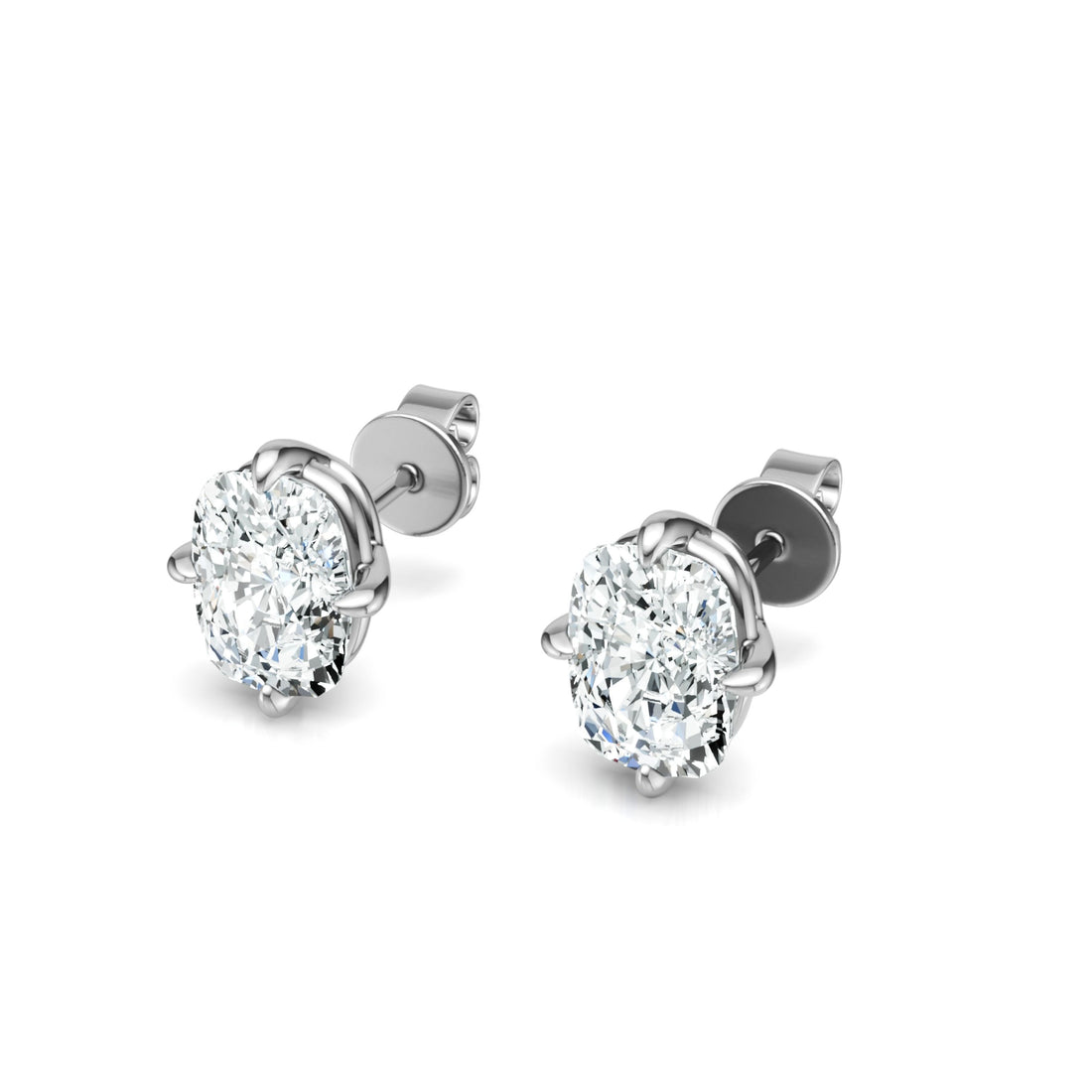 Boucles d'oreilles à tige ovales en moissanite · Brillance classique ｜Argent sterling 925